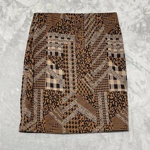 Valleygirl Short‎ Length Mini Skirt Small Brown/Black Leopard/Geometric Elastane